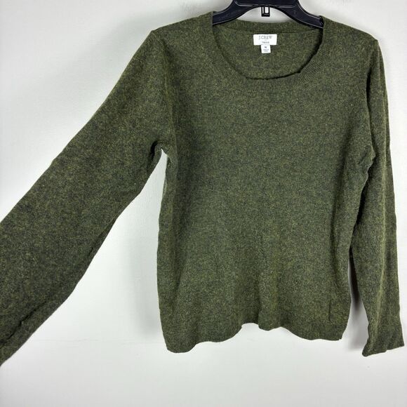 J Crew Teddie Sweater Sz M Dark Green Wool Cotton Blend Preppy Crew Neck Casual - Picture 4 of 9